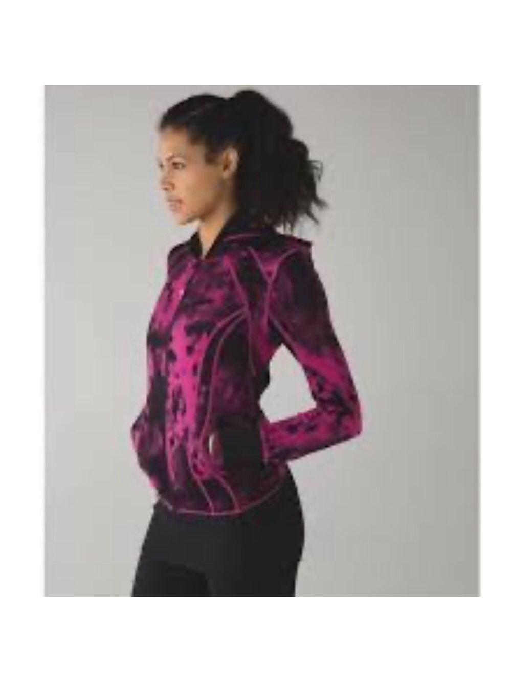 Lululemon Daily Practice Jacket, Blooming Pixie Raspberry Black. Sz 4
